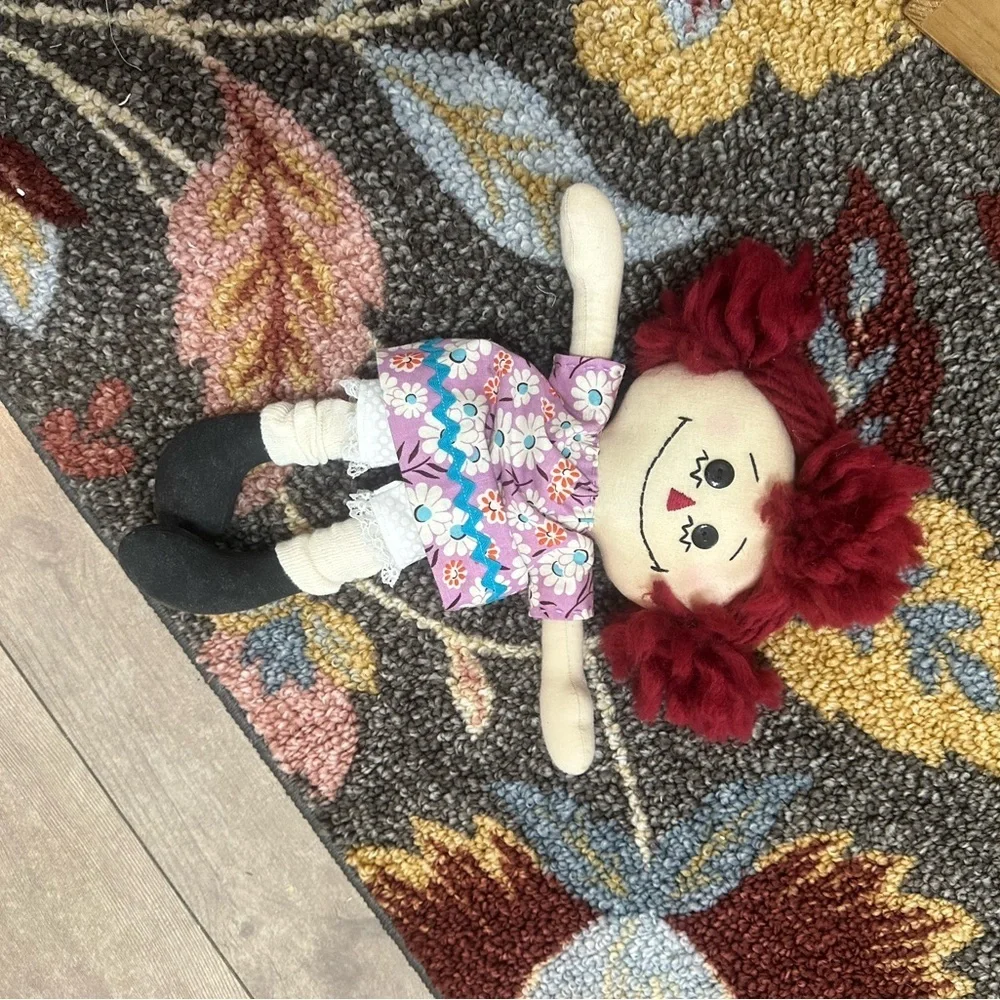 Vintage Handmade Plush Rag Doll Raggedy Ann Boho Dress Dolly
